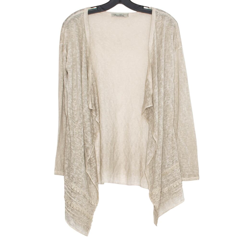 Elena Baldi Cardigan Lagenlook Boho Minimalist Neutral Open Italy Brown Small